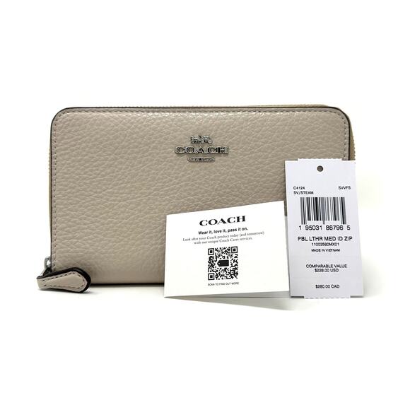 Coach Medium Id Zip Wallet in Steam Gray Leather C4124 - Picture 2 of 9